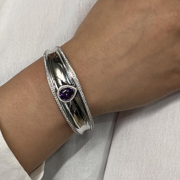 Chopard Imperiale Amethyst and Diamonds Cuff Bracelet 18k White Gold 2.38cttw - Picture 2 of 5